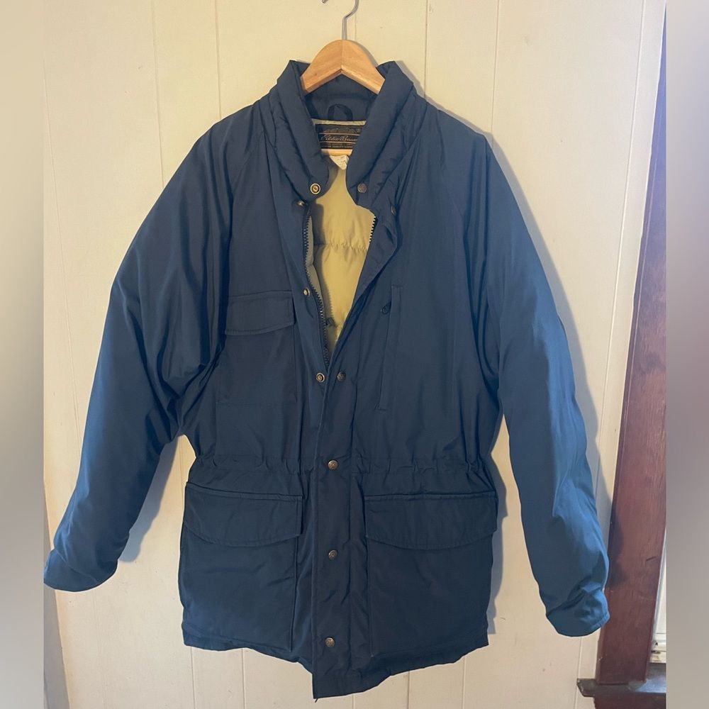 Rare Vtg 70s/80’s Eddie Bauer Goose Down Quilted Parka Coat Blue Size Medium Usa